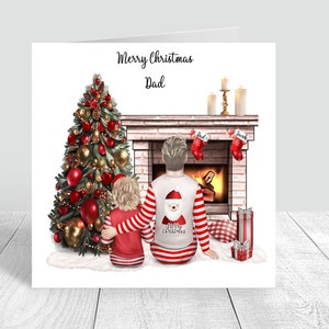 Gepersonaliseerde kerstkaart vader en zoon vrolijk kerstfeest vader en zoon kersttruien zoon neef handgemaakte kerstkaart 296