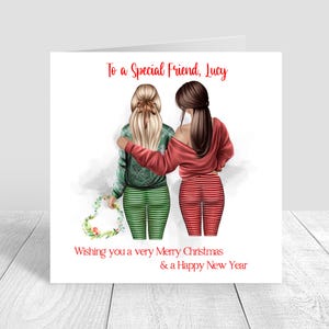 Personalised Merry Christmas Card, Christmas Jumpers Best Friend, Mum ,Girlfriend, Bestie, Sister Christmas Gifts Handmade, Pyjamas 1372