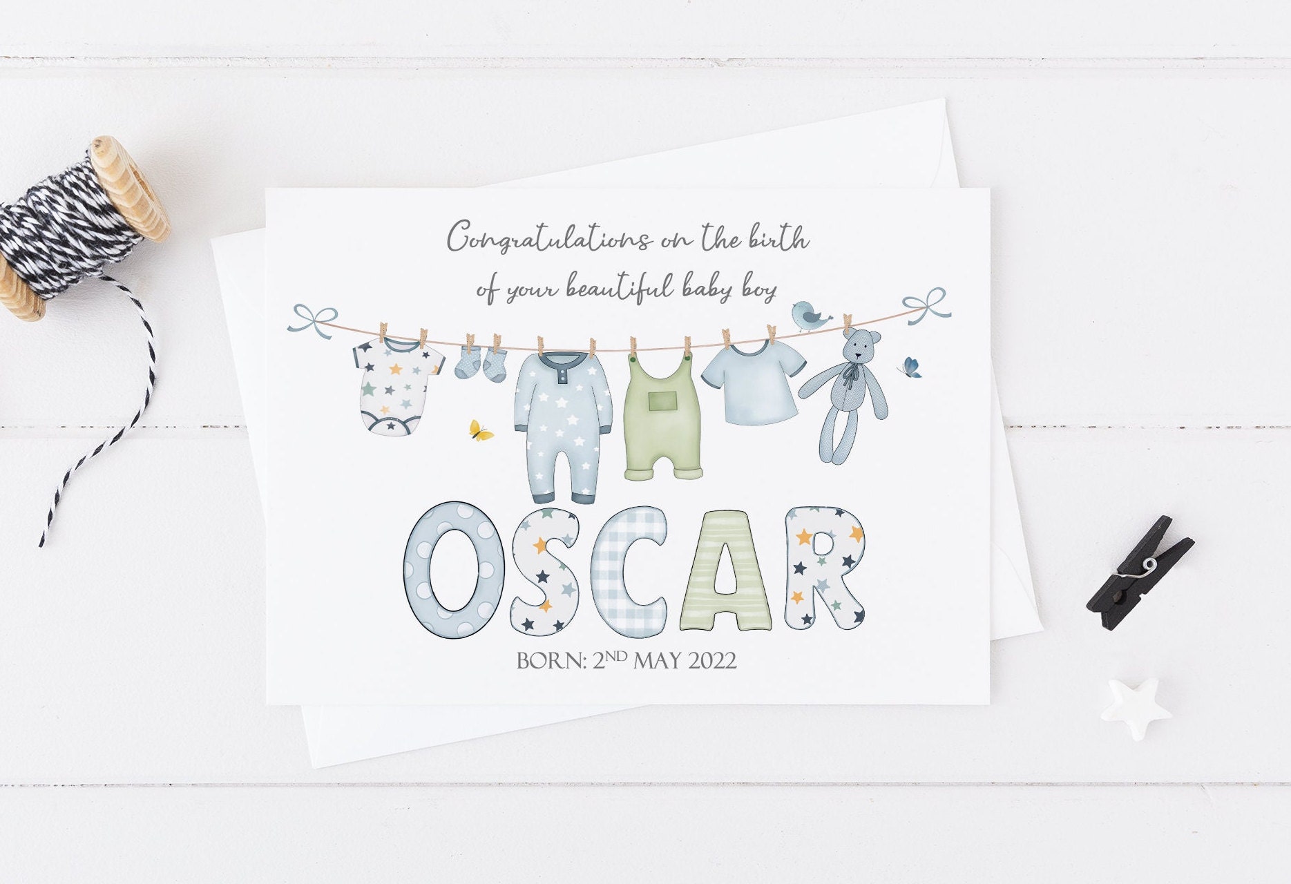 Personalised New Born Baby Boy Card Welcome to the World