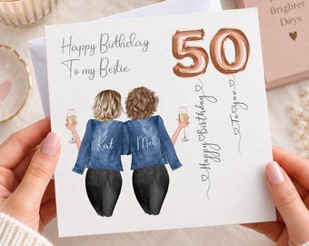 Personalised 50th Birthday Card for Her, Custom Name Age 50 Card, Friend Sister 0069