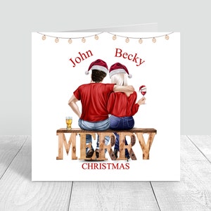 Gepersonaliseerde Merry Christmas Card man / vrouw / Partner / vriendin / vriend / paar kerstkaart Winter handgemaakte kerstkaart 634