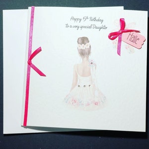 Carte d'anniversaire ballerine filles 4ème 5ème 6ème 7ème 8ème Cadeau d'anniversaire fait main et personnalisé avec étiquette 3D pour fille/nièce/petite-fille, etc.