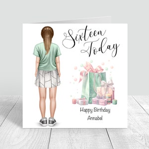 Carte personnalisée joyeux anniversaire fille 16e anniversaire Sweet 16 Petite-fille, fille, nièce, soeur, adolescent, carte d'anniversaire ado 603