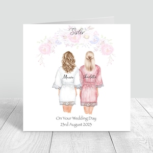No dia do seu casamento cartão personalizado feito à mão para melhor amiga/irmã/primo vários penteados