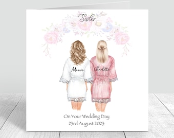 On Your Wedding Day Handmade Personalised Card  for Best Friend/ Sister/ cousin Various Hairstyles