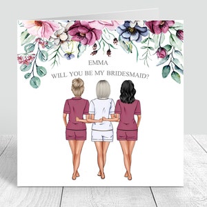 Bridesmaid Proposal Card Personalised Will you be my bridesmaid Card | Bride Tribe | Bridal Party card | choose your Pyjamas | Handmade 107