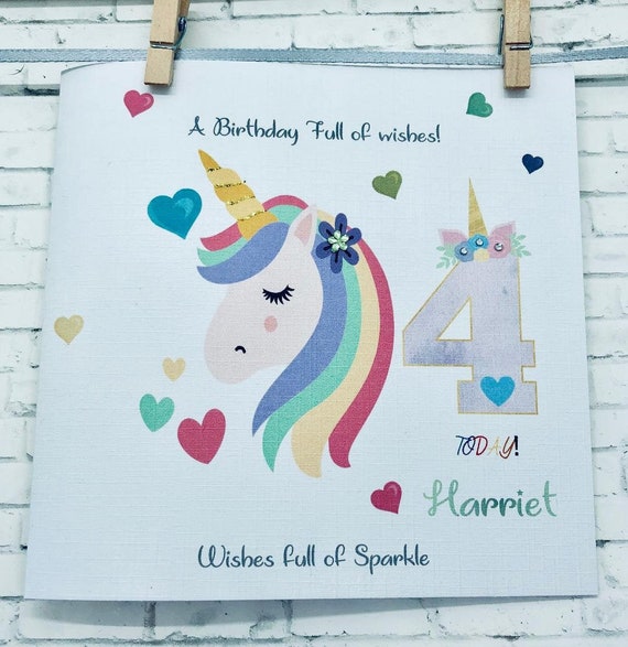 Gift Tag UNICORN HORSE PERSONALISED BIRTHDAY CARD 5th 6th 7th 8th 9th 10th 11th