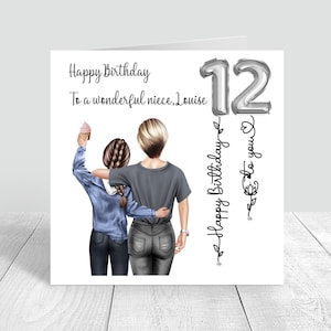 Cartão de aniversário personalizado para meninas, sobrinha, filha, neta, cartão de feliz aniversário feito à mão, irmã, prima, 8º, 12º, 13º, 1008