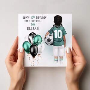 Personalised Boys Football Birthday Card,Happy Birthday Soccer Card,Greeting Card,Green football Kit Birthday Card,Son 5th 6th 8th 1837