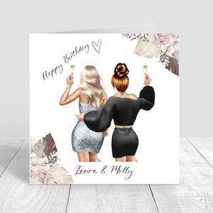 Carte personnalisée joyeux anniversaire meilleure amie pour femme pour sa soeur, meilleure amie, cousine, maman 18e 21, 25, 30, 35, 40, 50, 380