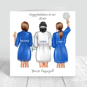 Félicitations, vous êtes fiancé, carte faite main personnalisée, cadeaux de mariage, fiançailles, meilleure demoiselle d'honneur soeur Fiend ** PERSONNALISER LES CHEVEUX ** 109