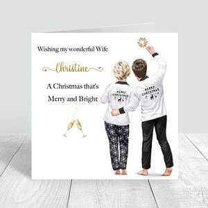 Personalised Merry Christmas Card, Christmas Pyjamas Boyfriend, Partner,Girlfriend,Wife, Husband Christmas Gifts Husband Handmade  609