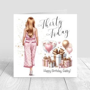 Personalised Happy Birthday Card for Women, 30th Birthday Card, Pink, Granddaughter, daughter Niece Sister,Best Friend, Greeting Card 1636