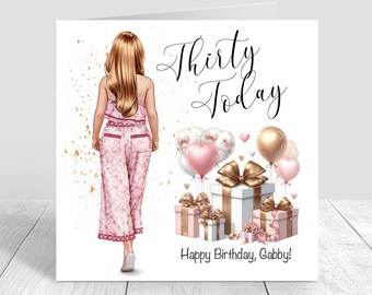 Personalised Happy Birthday Card for Women, 30th Birthday Card, Pink, Granddaughter, daughter Niece Sister,Best Friend, Greeting Card 1636
