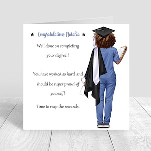 Carte de vœux faite main pour femme | Personnalisé | Cadeaux de félicitations pour l'obtention du diplôme | Carte de remise des diplômes pour femmes, infirmière diplômée 1349