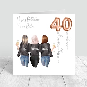 Meilleur ami joyeux anniversaire carte faite main soeur / cousine 18e 21e 25e 30e 35e 40e 50e 60e Personnalisé 472