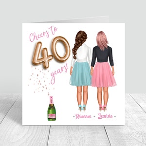 Carte de 40e anniversaire pour femme, faite main et personnalisée, meilleure amie, sœur/tante/petite-fille/fille/nièce