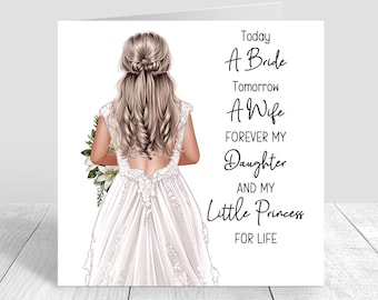 Personalised Daughter Wedding Day Card, To My Daughter Card, Cards For Daughter, Bride, On Your Wedding Day, Today a Bride Card 1512