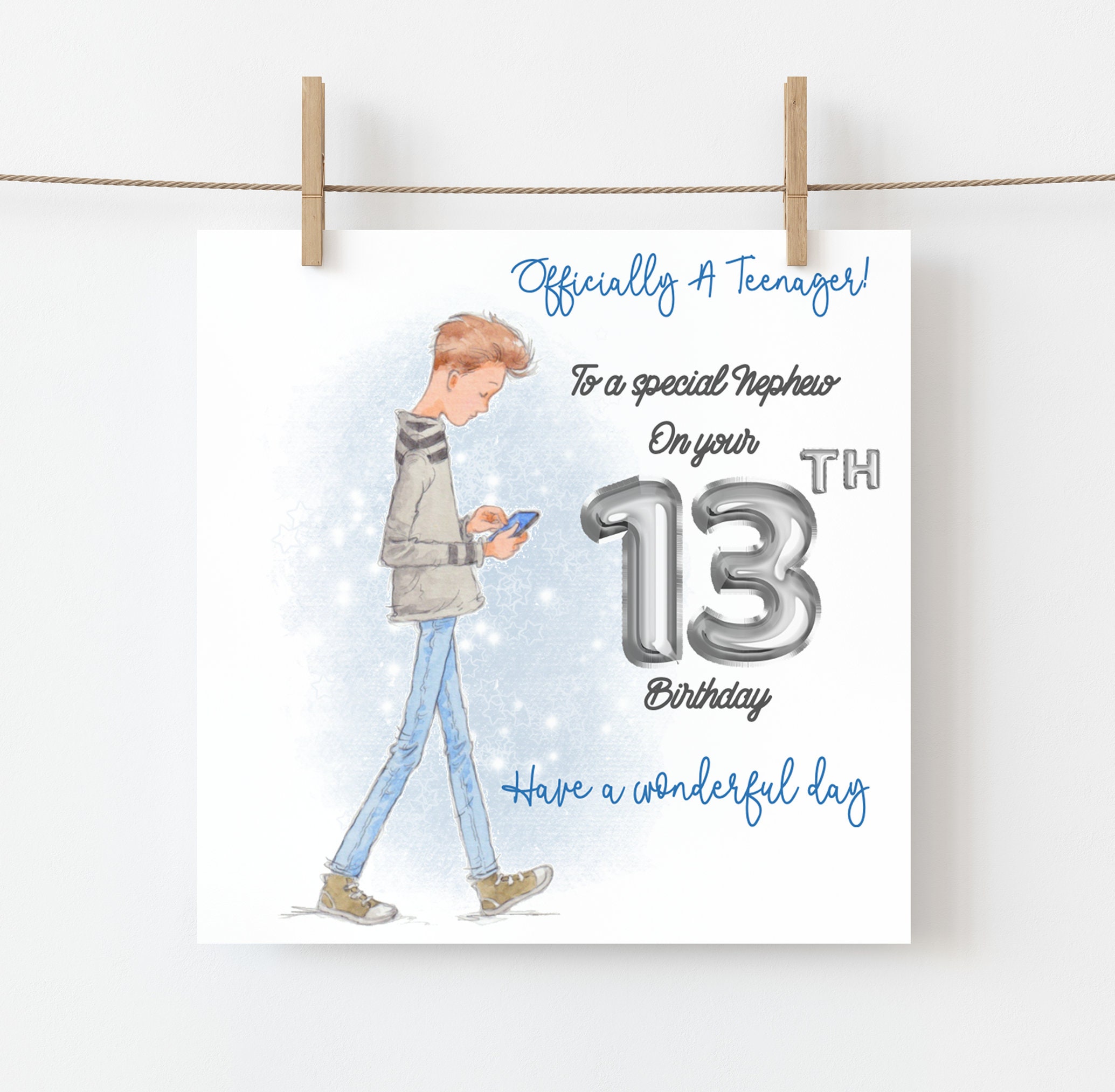 Boys 13th Birthday Card Handmade Personalised Card Officially - Etsy