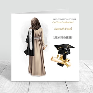 Tarjeta de graduación para mujeres musulmanas Felicitaciones personalizadas / Bien hecho / Estudiante de posgrado / Lo hiciste / Tarjeta de felicitación de graduación hecha a mano 521
