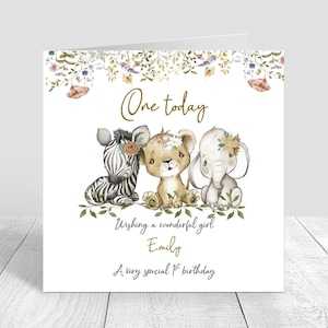 Personalisierte 1. 2. 3. 4. Geburtstagskarte Afrikanische Tiere Mädchen Geburtstagskarte Grußkarte Happy Birthday Tochter Enkelin Nichte 320
