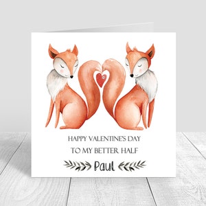 Biglietto d'amore personalizzato per San Valentino felice Volpi Biglietto d'amore Regalo fidanzata per donna Uomo Fidanzato moglie Biglietto d'auguri carino 825
