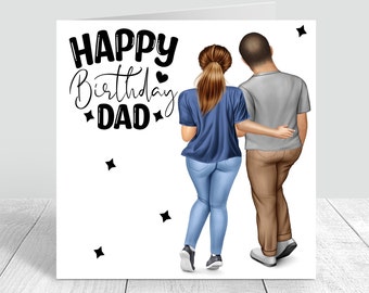 Personalised Mens Birthday Card Handmade Card, Dad & Daughter Birthday Card, Cards for Dad, Greetings Card Unique Card 50th 60th 70th 872