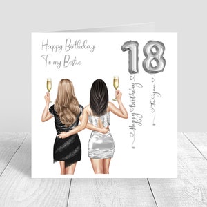 Women's Personalised Best Friend Happy Birthday Handmade Card for her Sister Bestie Cousin 18th 21st 25th 30th 35th 40th 50th 60th 760