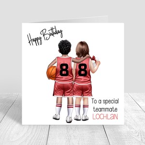 Personalised Boys Basketball Birthday Card,Happy Birthday Teammate Card, Greeting Card,red Kit Birthday Card, 5th 6th 8th 12th 1625