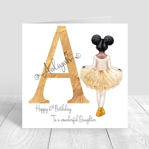 Personalised Girls Birthday Card Ballerina Greeting Card for Daughter Granddaughter Sister Friend Niece 3rd 4th 5th 6th 7th 8 birthday 1439