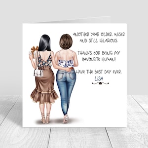 Women's Personalised Best Friend Happy Birthday Card for her Sister Bestie Cousin birthday gift 18th 21st 25th 30th 35th 40th 50th 60th 1714