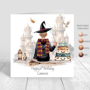Carte d'anniversaire sorcier pour garçons, carte de voeux pour garçons, fait main, personnalisée fils, frère / petit-fils, neveu, cartes pour lui, 4 5 6 8 1242