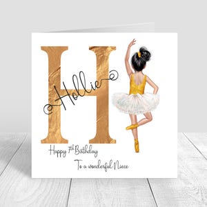 Personalised Girls Birthday Card Ballerina Greeting Card for Daughter Granddaughter Sister Friend Niece 3rd 4th 5th 6th 7th 8 birthday 1438