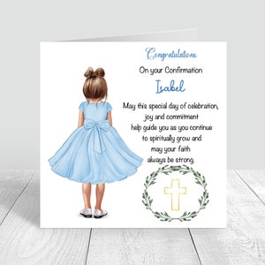 Biglietto di Cresima per Ragazze, Fatto a Mano, Personalizzato per Ragazze, Nipote, Figlia, Nipote Sorella, Personalizza i regali della Santa Comunione, Religiosi 934