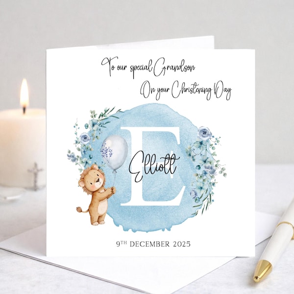 Personalised Boys Christening Card, Son Christening Card, Christening Day/Baptism Card,From Godparent Christening Day Card Son Grandson 2327