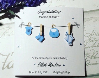 LARGE Handmade Personalised Congratulations YOU HAVE A BABY BOY card 