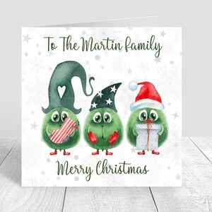 Personalisierte Monster Gnom Familie Weihnachtskarte Grün Handgemacht für Tochter, Schwiegersohn, Herr und Frau, Tante und Onkel, Tochter 309
