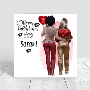 Tarjeta personalizada del Día de San Valentín de pareja del mismo sexo Feliz Día de San Valentín Novia lesbiana Pareja Esposa Prometida Tarjeta del Día de San Valentín 780