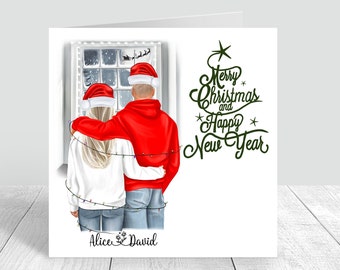 Personalised Merry Christmas Card Husband / Wife/ Partner /Girlfriend /Boyfriend / Couple Christmas Card Winter Handmade Christmas card 196
