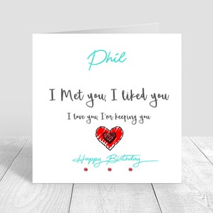 Feliz cumpleaños / Te amo tarjeta personalizada para hombres y mujeres hecha a mano