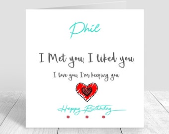 Happy Birthday / I love you card Personalised for men & women handmade