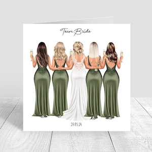Personalisierte Team Braut Hochzeit Tag handgemachte Karte für beste Freundin / Schwester / Cousine / Bestie Hochzeitsgeschenke, Bride Tribe, Sage Green 733