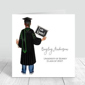 Carte de graduation pour homme faite main et personnalisée pour homme| Personnalisé | Félicitations, cadeaux de remise des diplômes PERSONNALISATION DES CHEVEUX