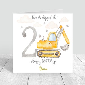 Personalisierte Jungen Geburtstagskarte Handmade Digger Erste 2.3.4.Geburtstagskarte für Bruder Sohn Enkel Neffe 5.6.8