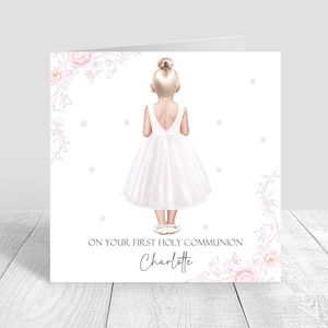 Personalised First Holy Communion Card Handmade for Girls Granddaughter Daughter Niece Sister Personalise Holy communion gift for girls 1468
