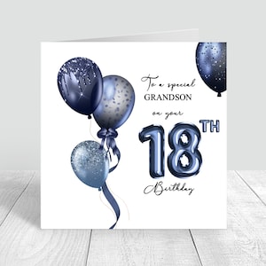 Carte 18e anniversaire, ballons bleus marine, cartes pour homme joyeux anniversaire fils/neveu/frère/oncle/grand-père 18e 21e 30e 40e 50e