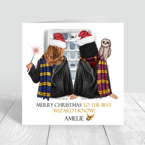 Carte de Noël de filles de sorcier meilleur ami fait main/soeur personnalisé, carte de joyeux Noël, petite-fille de bestie fille nièce 615