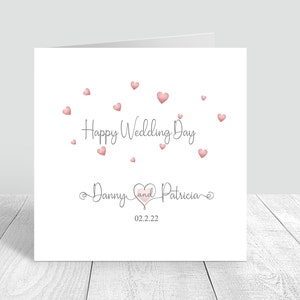 Tarjeta personalizada del día de la boda hecha a mano Mr & Mrs Tarjeta de recién casados Tarjeta de celebración del día de la boda feliz Recién casados 0064