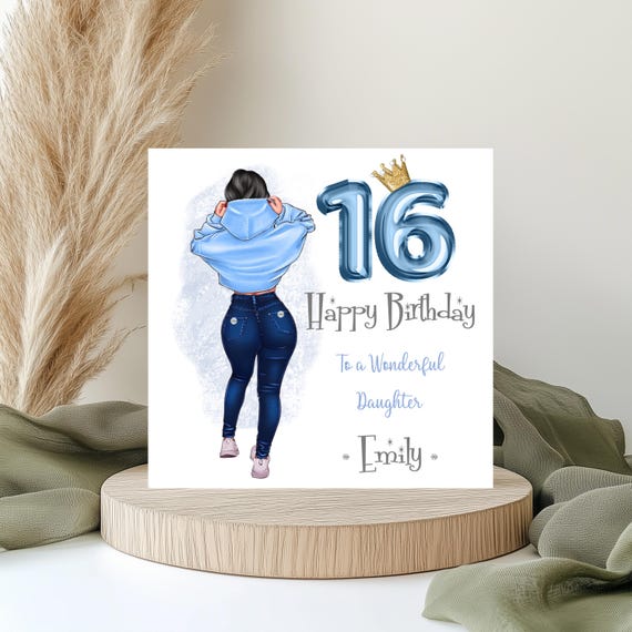 Tarjeta De Cumpleaños Personalizada Para Hija O Nieta | 16 Años | Hecha A Mano Con Sobre