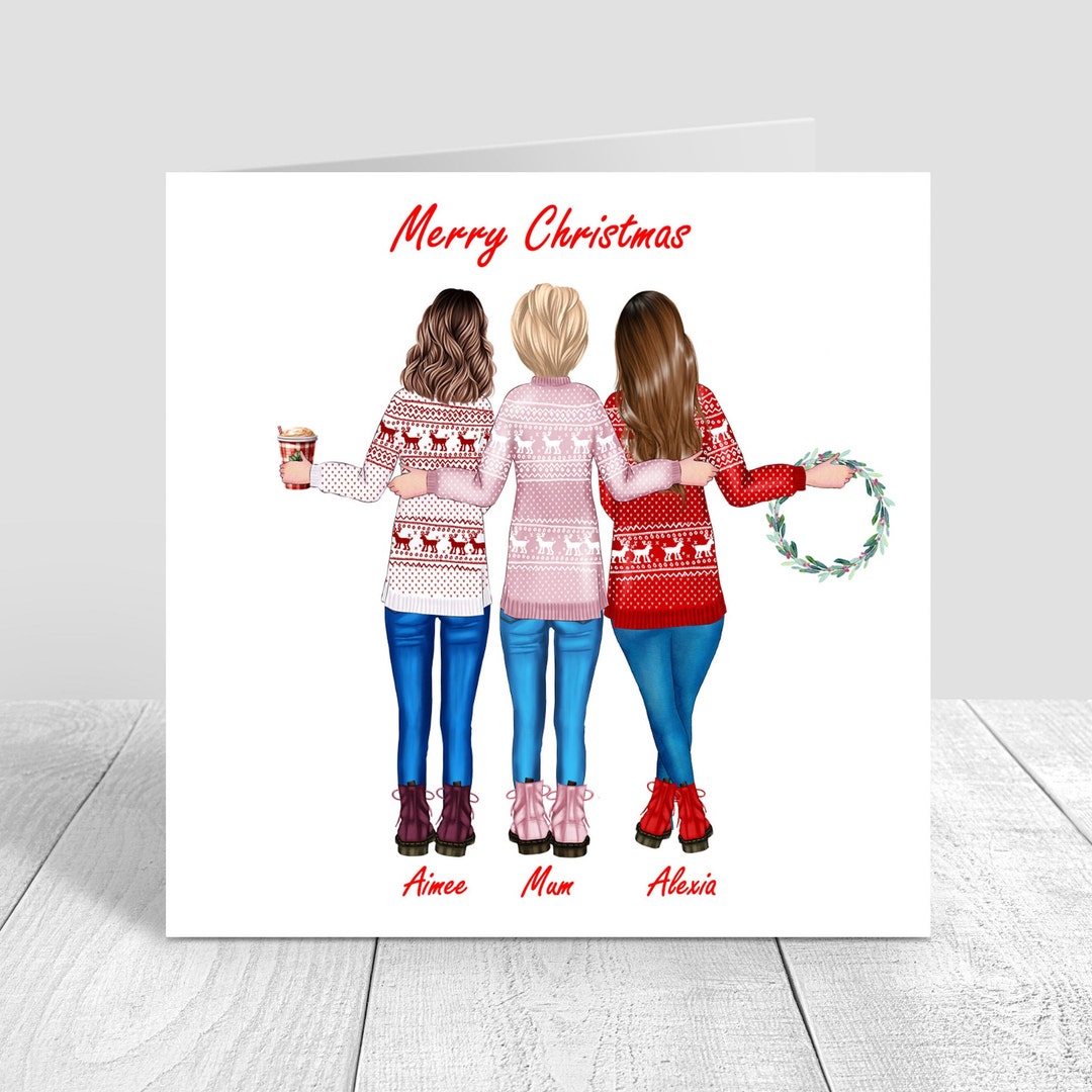 Merry Christmas Handmade Bestie Card Xmas Personalised Card - Etsy